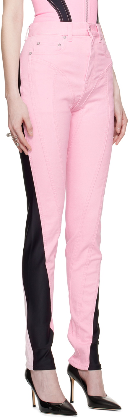 Mugler Pink & Black Spiral Jeans Mugler