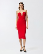 Pinko Evening Midi Dress With Contoured Neckline Lively Red