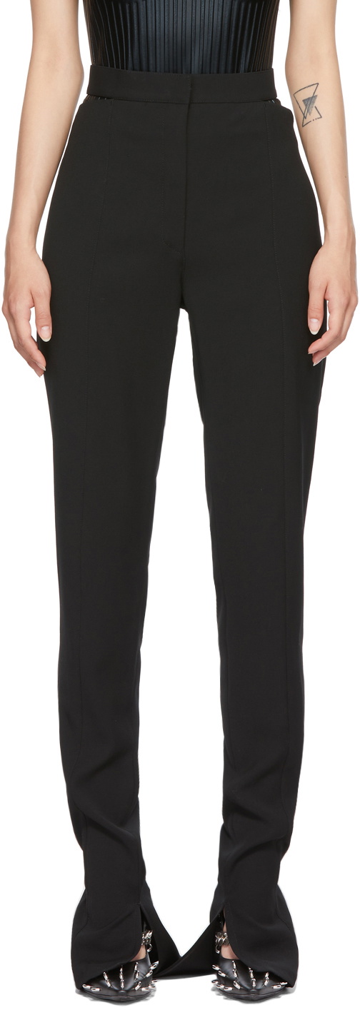 Cutout jersey flared pants in black - Mugler