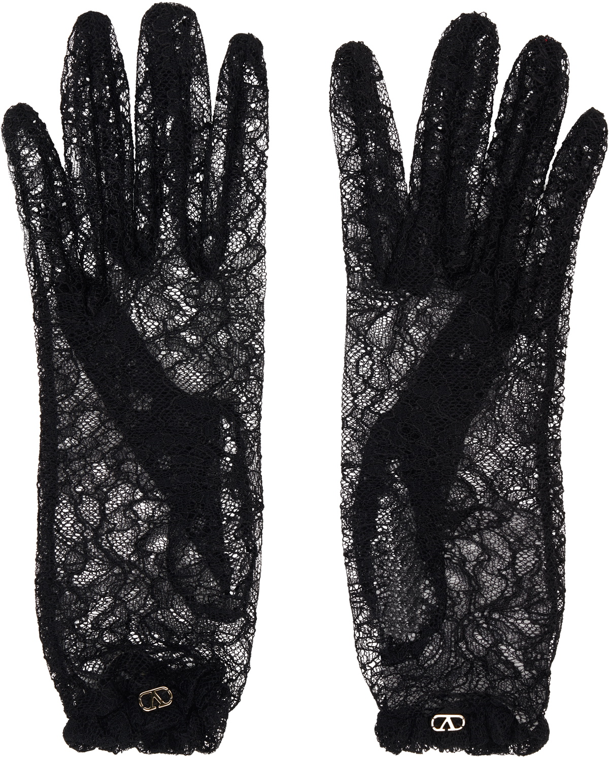 Valentino Garavani Black VLogo Signature Lace Gloves