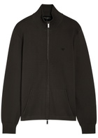 Emporio Armani Logo-embroidered Fine-knit Jumper Dark Grey