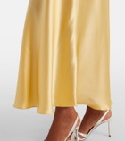 Rodarte Lace-trimmed ruched silk satin maxi dress