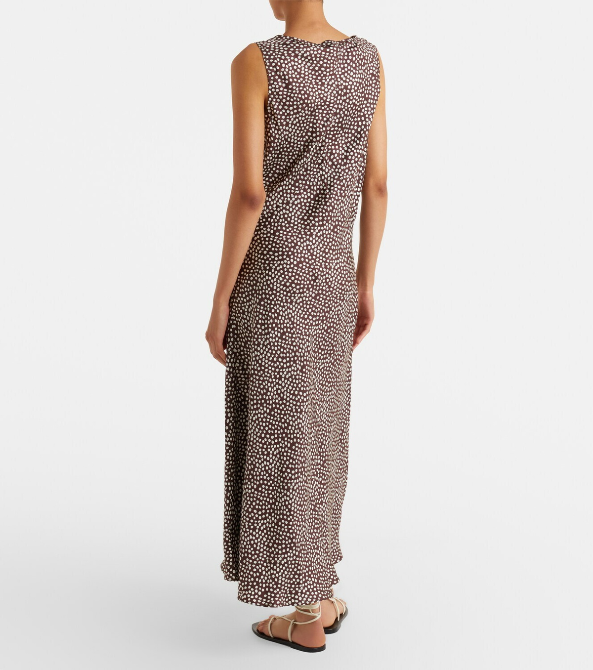 Asceno Provence polka-dot silk twill slip dress