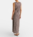 Asceno Provence polka-dot silk twill slip dress