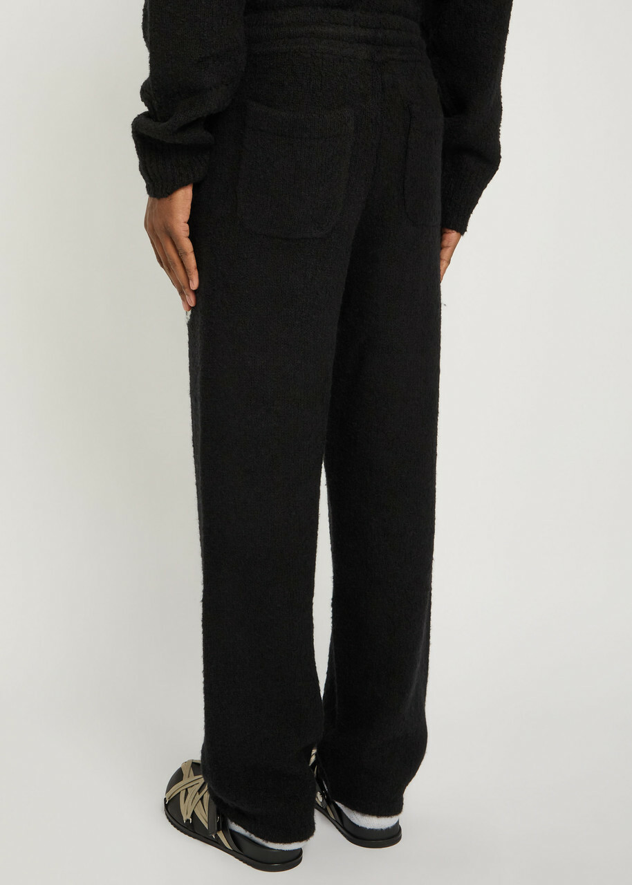Cole Buxton Logo-intarsia Brushed Wool-blend Trousers Black