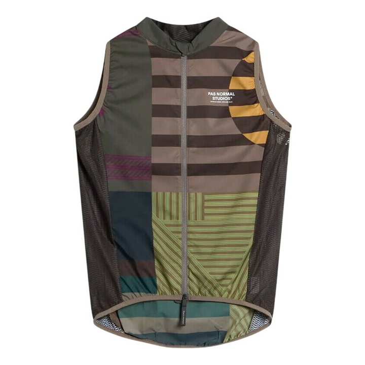 Photo: Pas Normal Studios Men's Mechanism International Stow Away Gilet in Aop International Earth