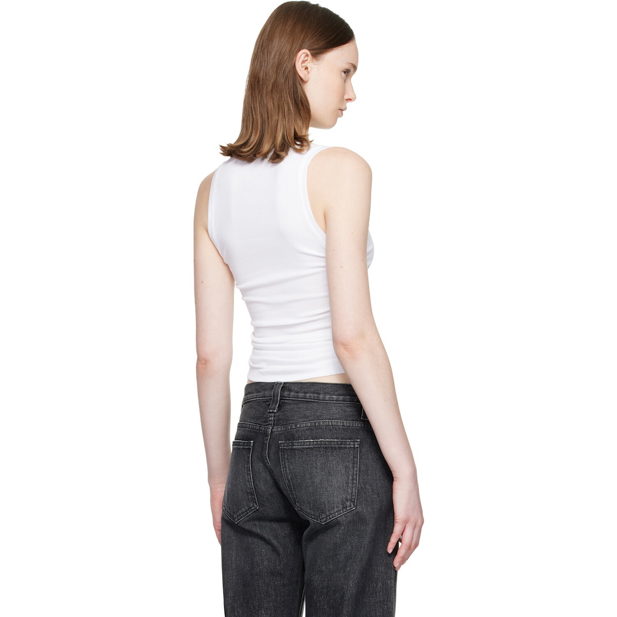 BALMAIN White Jersey Draped Top