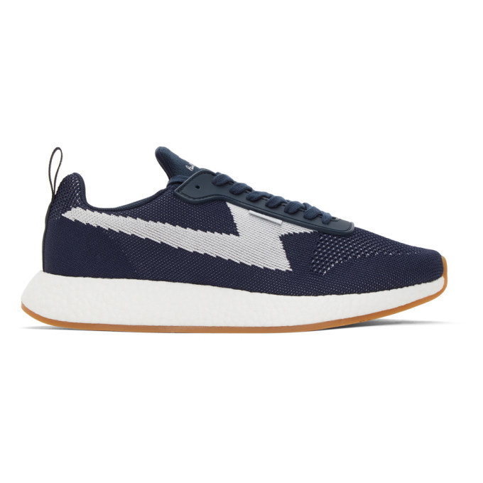 Photo: PS by Paul Smith Navy and White Knit Zeus Sneakers