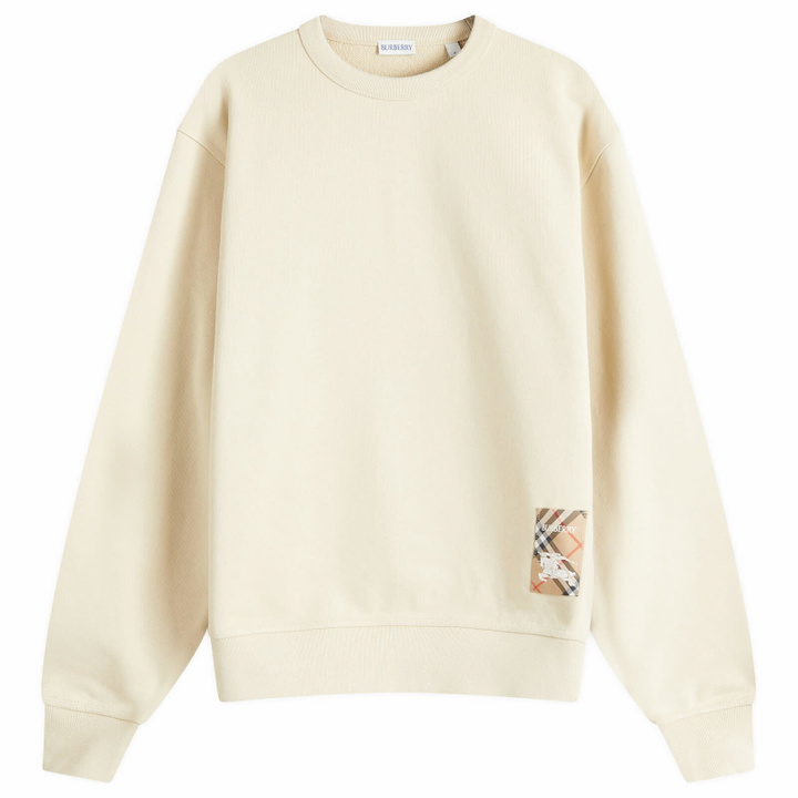 Photo: Burberry Men's Check Label Sweatshirt in Nutmeg