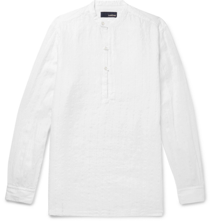 Photo: Lardini - Henry Grandad-Collar Broderie Linen-Blend Shirt - Men - White