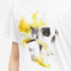 Alexander McQueen Men's Obscured Skull Print T-Shirt in White/Yellow/Black