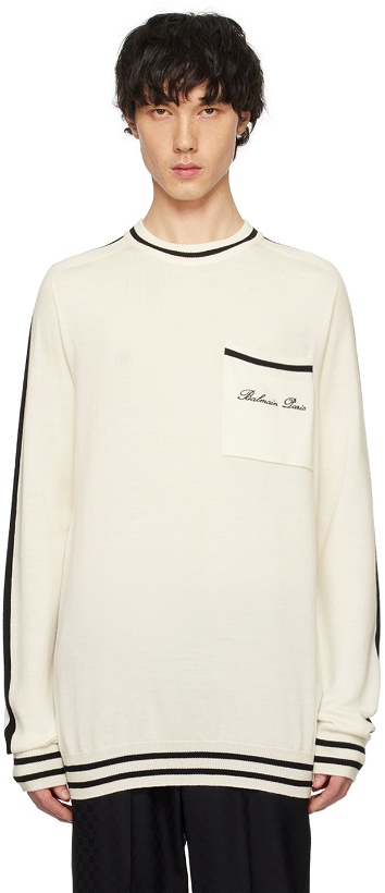 Photo: Balmain Off-White Signature Sweater