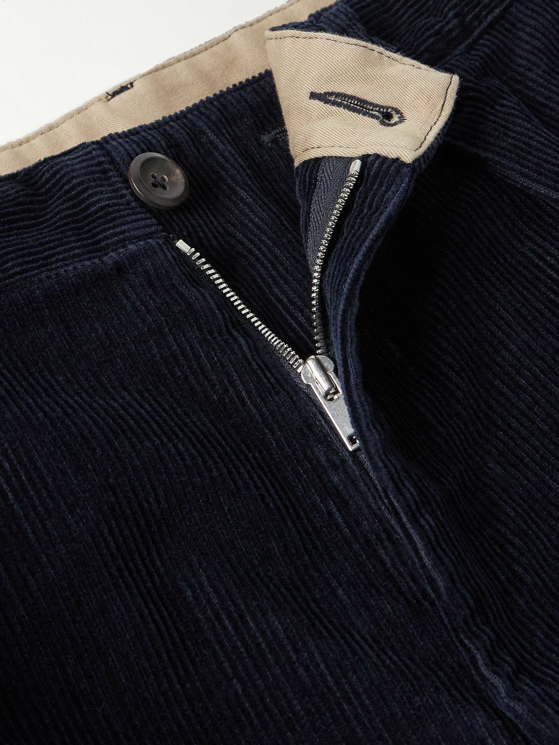 Drake's - Games Tapered Pleated Cotton-Corduroy Trousers - Blue