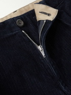 Drake's - Games Tapered Pleated Cotton-Corduroy Trousers - Blue
