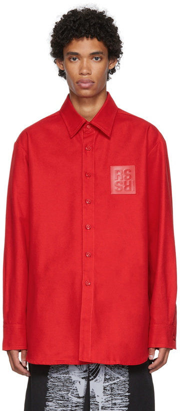 Photo: Raf Simons Red Leather Patch Shirt