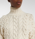 Stella McCartney Cable-knit draped wool turtleneck sweater
