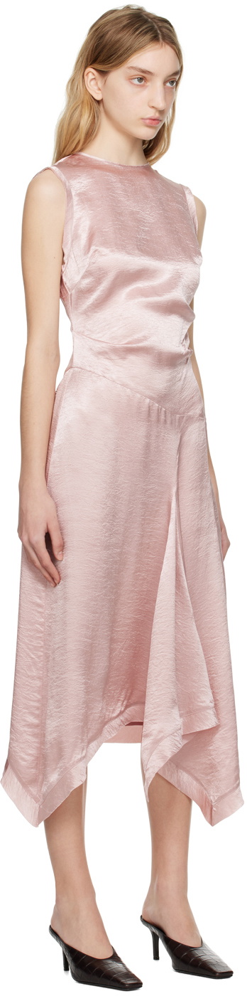 Acne Studios Pink Crinkled Midi Dress Acne Studios