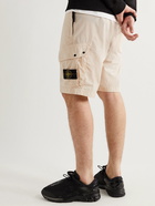 Stone Island - Logo-Appliquéd Garment-Dyed Stretch-Cotton Cargo Shorts - Neutrals