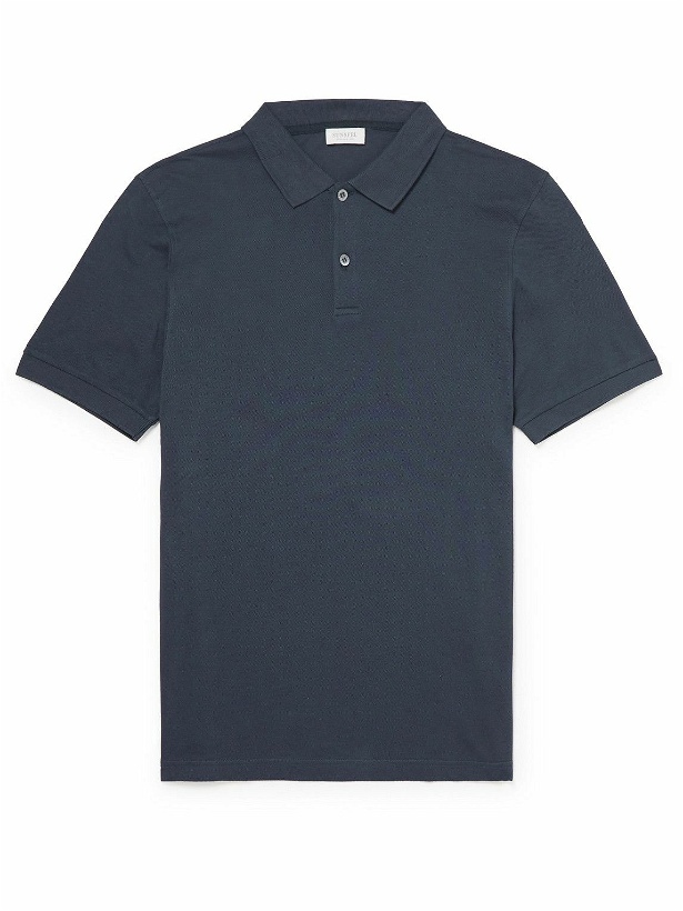 Photo: Sunspel - Pima Cotton-Piqué Polo-Shirt - Blue