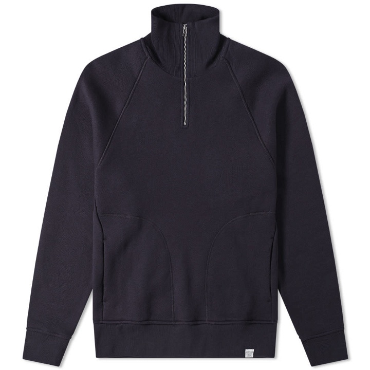 Photo: Norse Projects Alfred French Terry 1/4 Zip Sweat Dark Navy