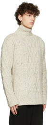 AURALEE Off-White Cable Knit Turtleneck