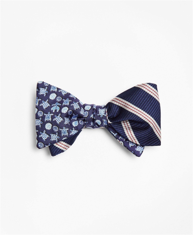 Photo: Brooks Brothers Men's Stripe with Sea Turtles Reversible Bow Tie | Navy