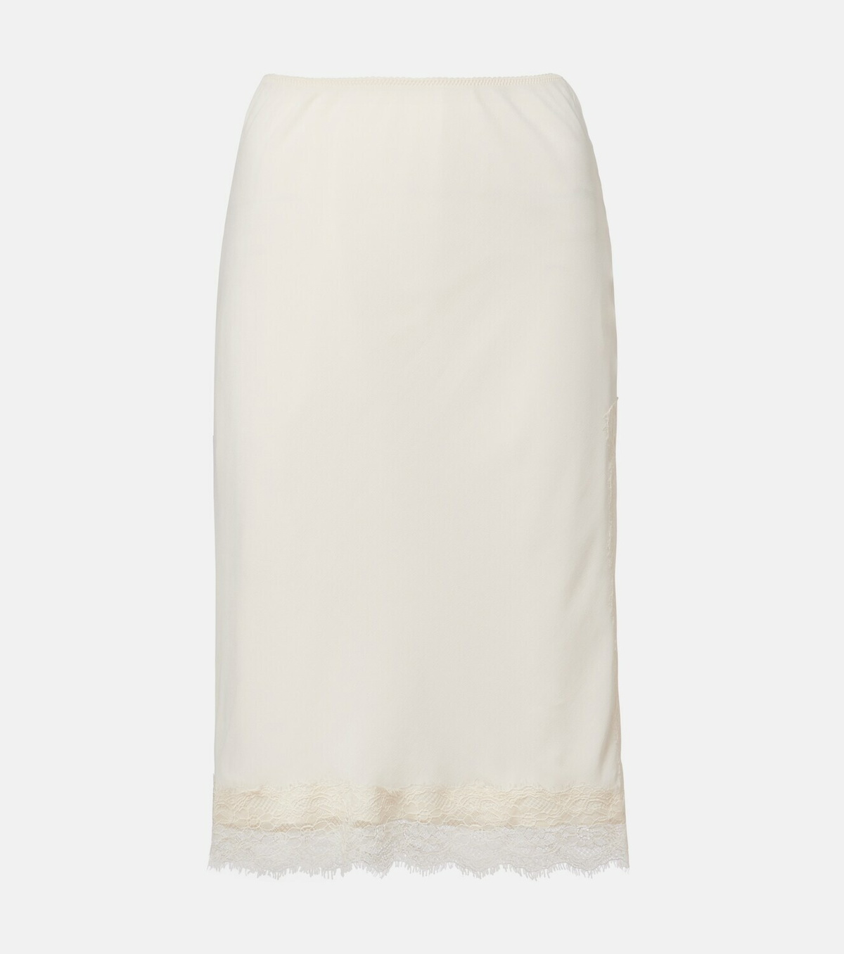 Róhe Lace-trimmed satin slip skirt