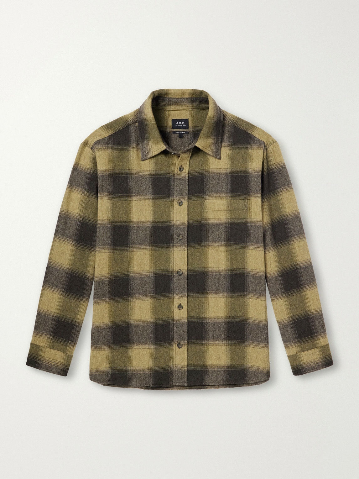 A.P.C. - Malaury Checked Wool-Blend Flannel Shirt - Green