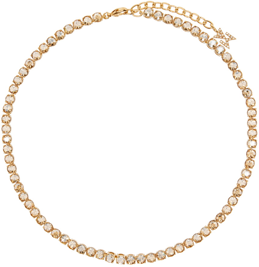 Amina Muaddi Gold Tennis Necklace