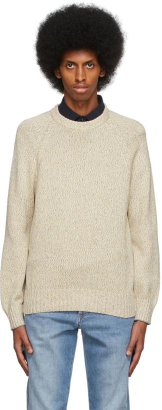 Photo: Brunello Cucinelli Off-White & Yellow Marled Chiné Sweater