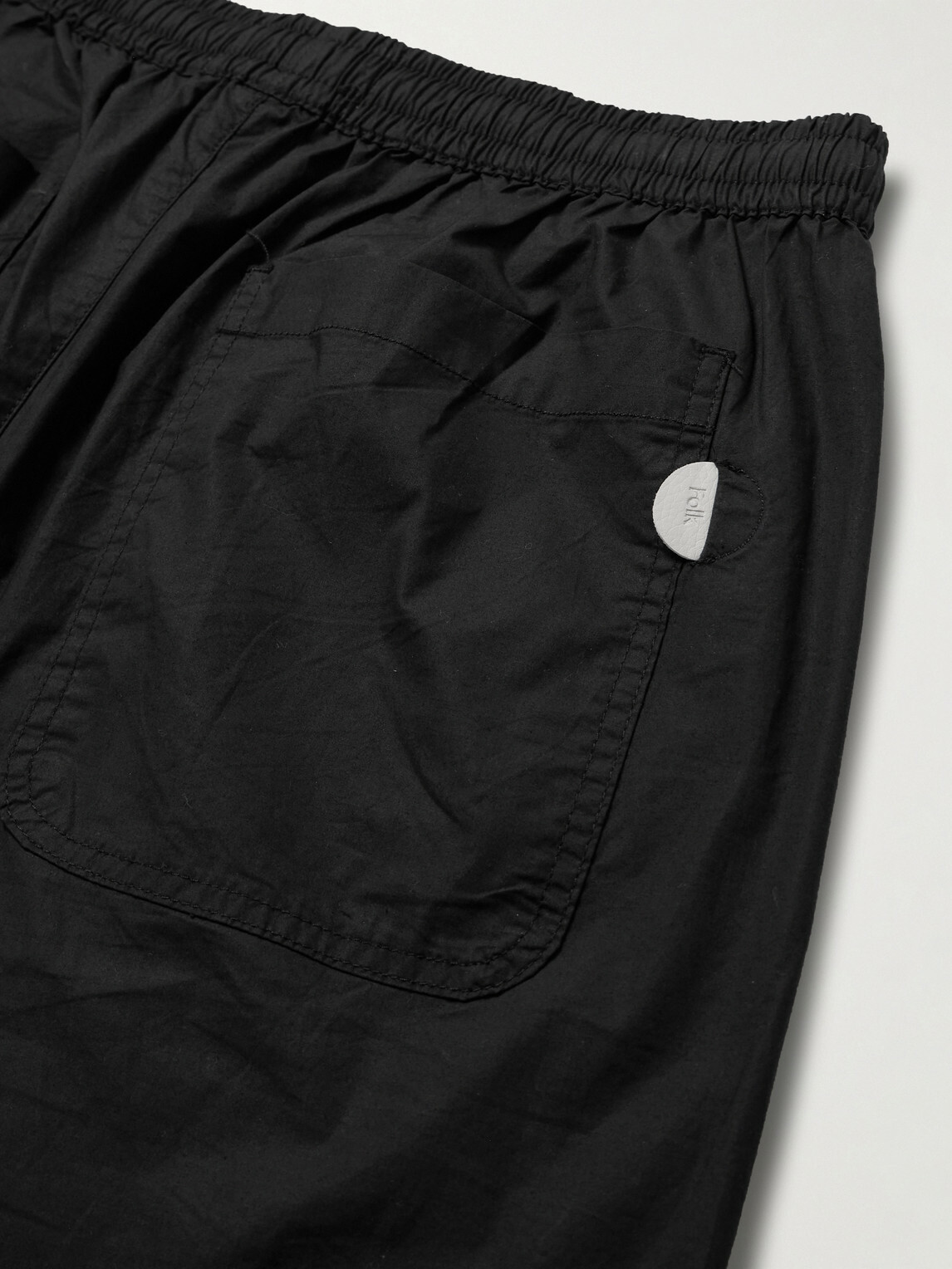 Folk - Straight-Leg Pleated Stretch Cotton-Ripstop Trousers - Black