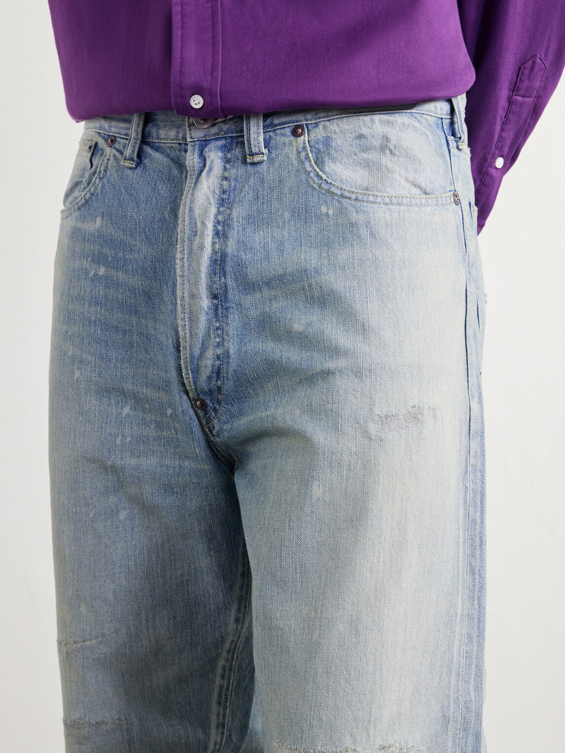 A.PRESSE - No. 37 Wide-Leg Distressed Jeans - Blue