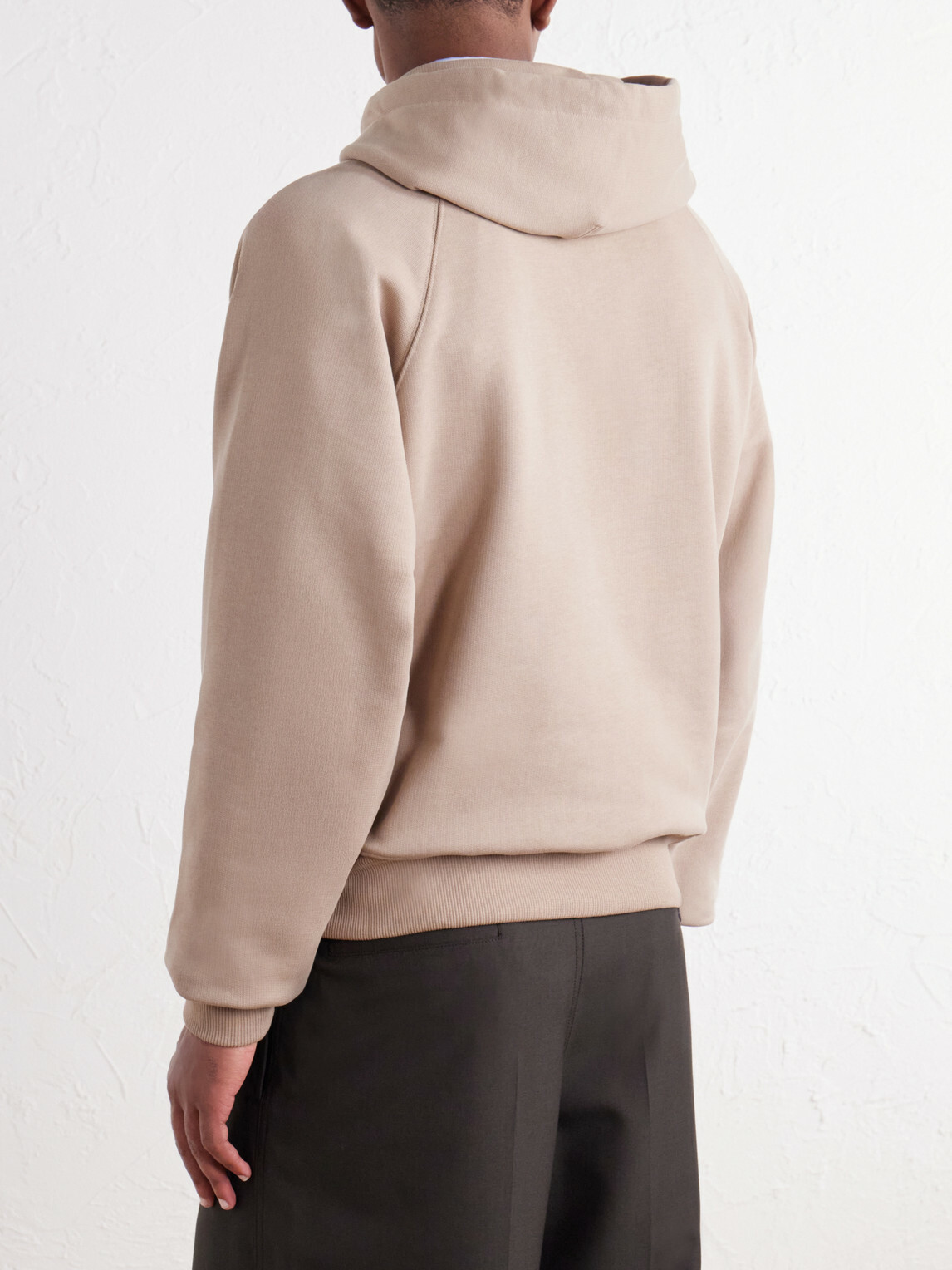 AMI PARIS - Logo-Embossed Cotton-Jersey Hoodie - Neutrals