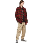 mastermind WORLD Red Flannel Oversized Shirt