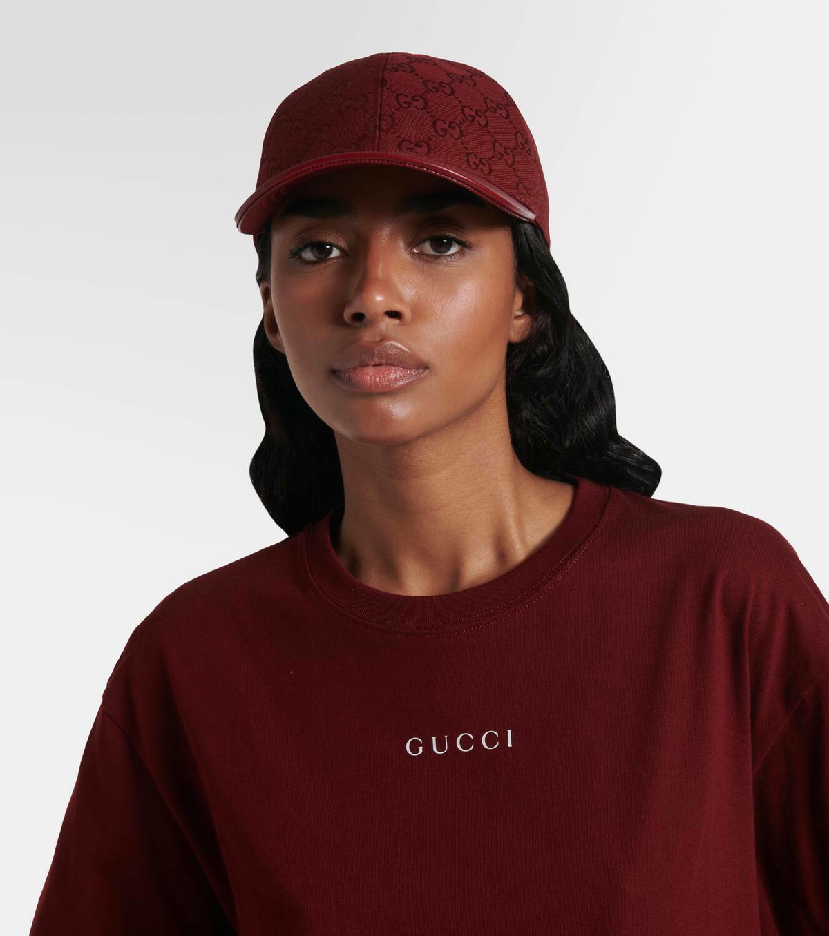 Gucci GG leather baseball cap