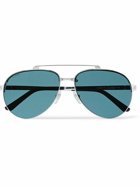 Cartier Eyewear - Santos Evolution Aviator-Style Silver-Tone Sunglasses