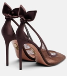 Aquazzura Bow Tie 105 embellished mesh slingback pumps