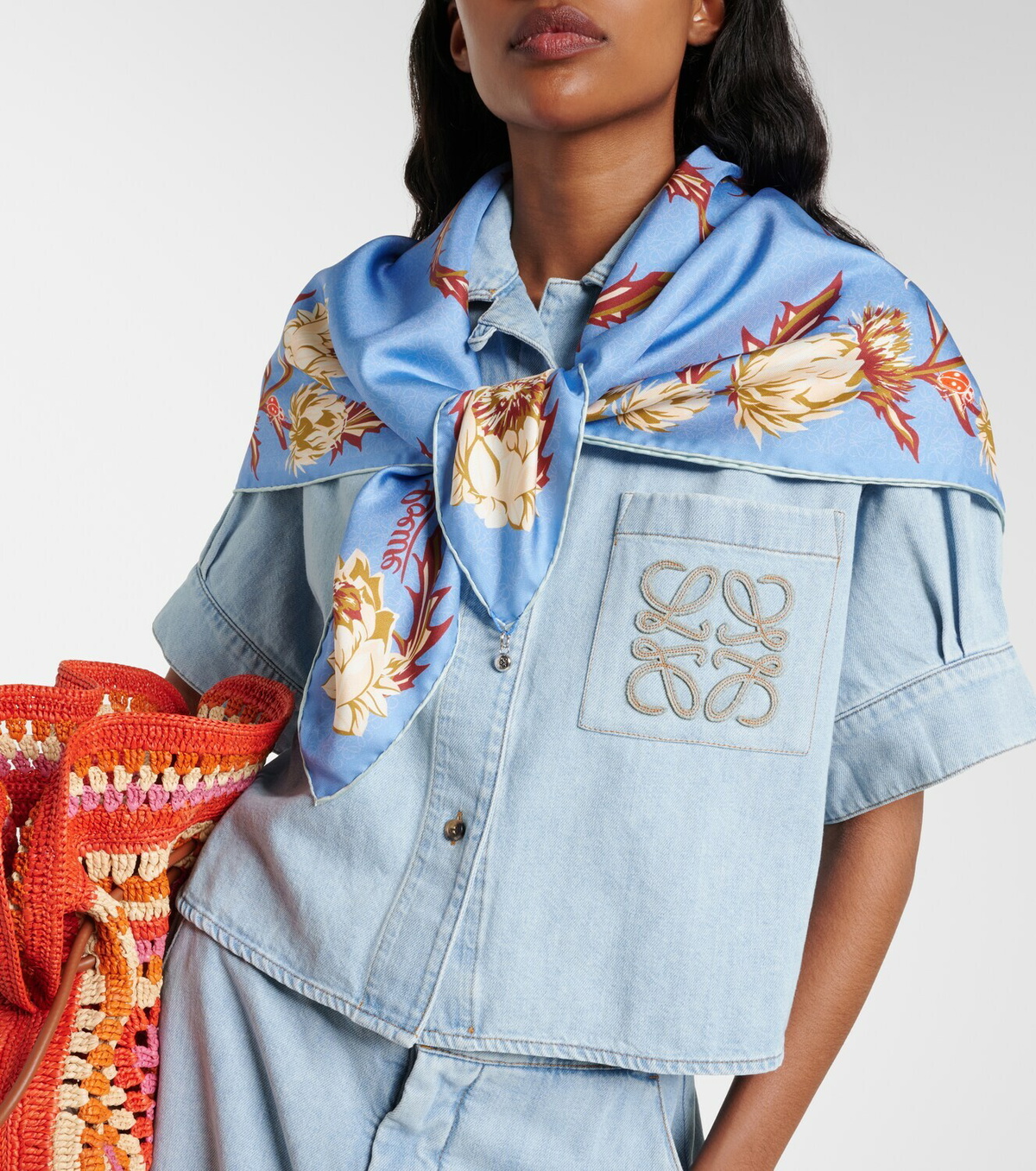 Loewe Printed silk twill scarf