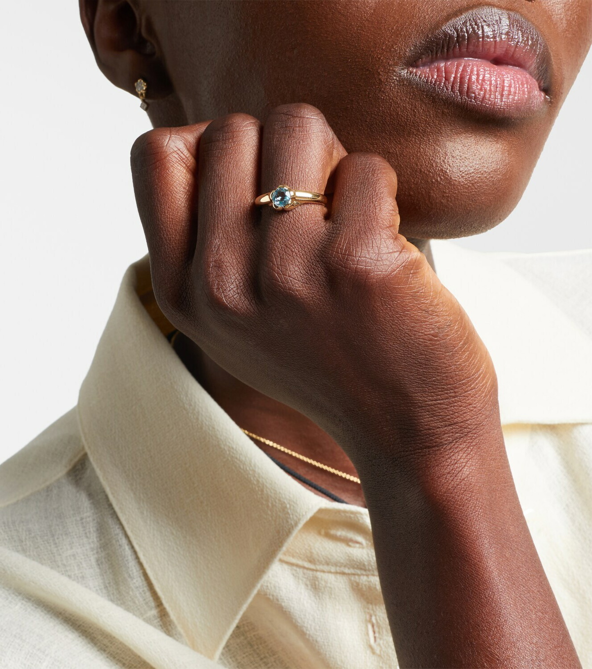 Stone and Strand Morrison 14kt gold ring with blue topaz