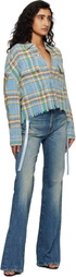 R13 Blue Cropped Work Shirt