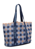 Damson Madder Checked Raffia Tote bag - Navy - One Size