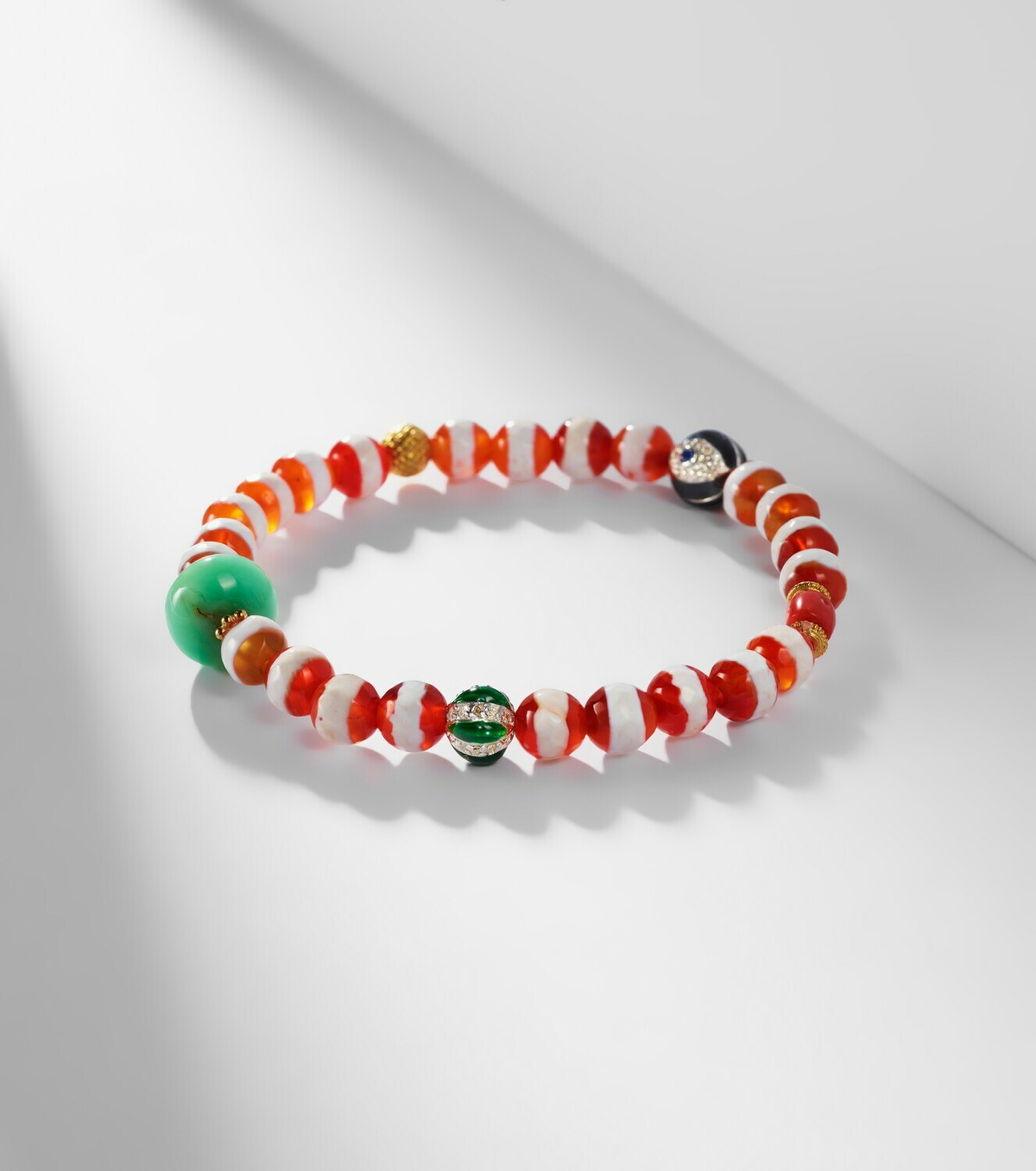 Ileana Makri 18kt gold beaded bracelet with gemstones