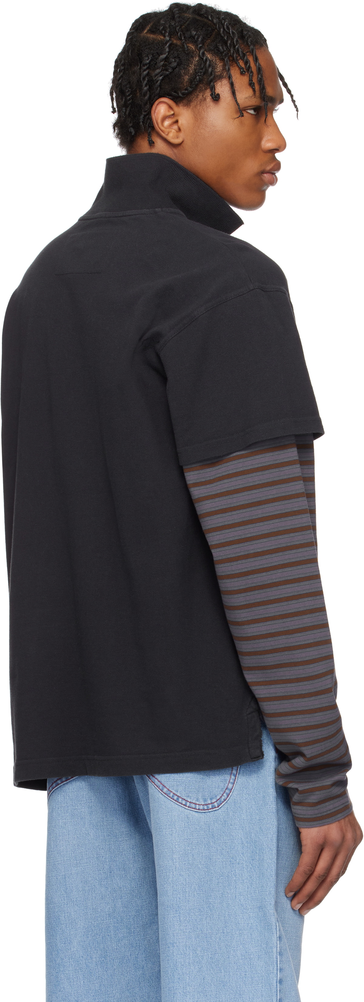 ERL Black Double Sleeve Polo ERL