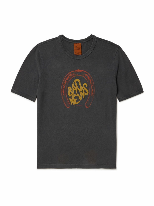 Photo: Nudie Jeans - Ricky Bad News Printed Cotton-Jersey T-Shirt - Gray