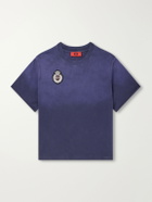 424 - Distressed Logo-Appliquéd Cotton-Jersey T-Shirt - Blue