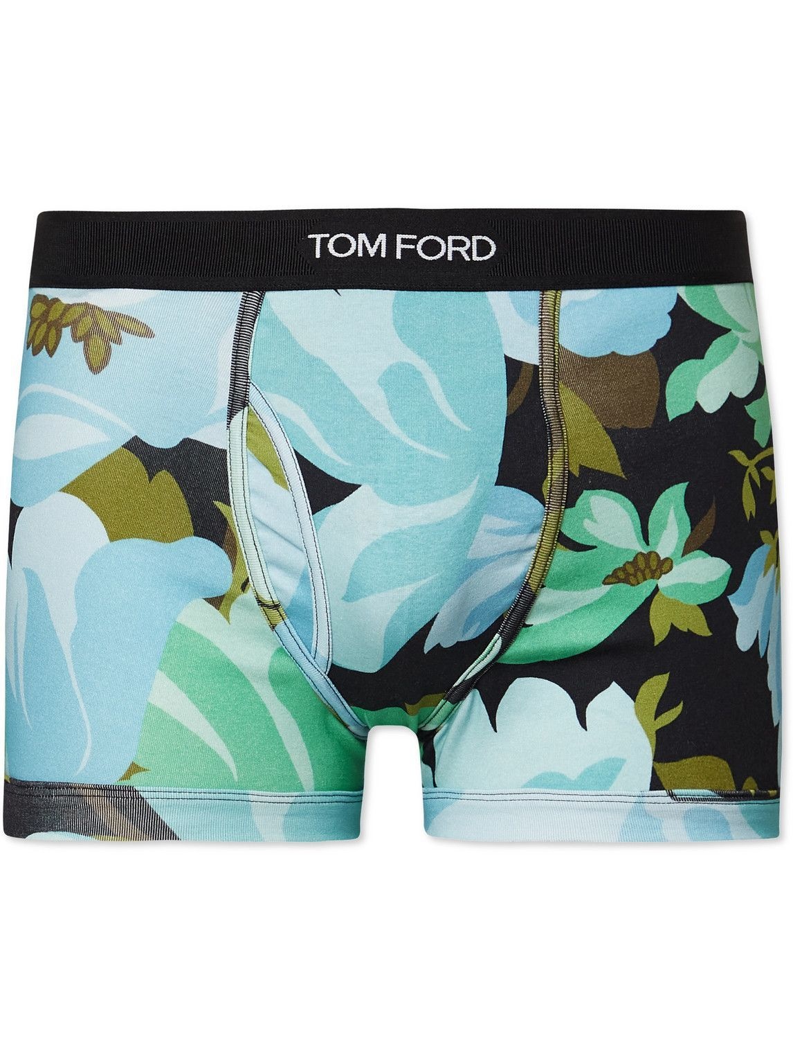 Photo: TOM FORD - Floral-Print Stretch-Cotton Boxer Briefs - Blue
