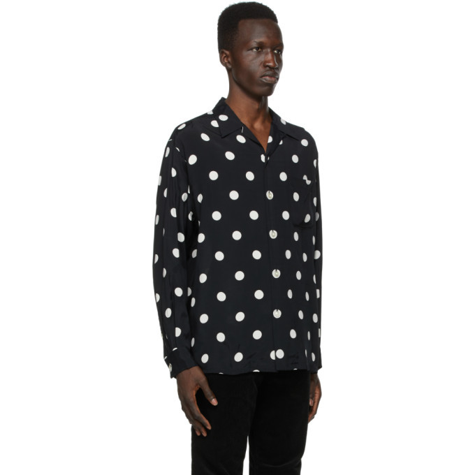 WACKO MARIA Black and White Dots Open Collar Shirt