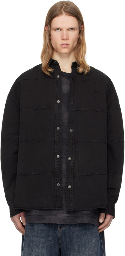 Photo: Juun.J Black Horizontal Stitched Denim Shirt