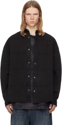 Juun.J Black Horizontal Stitched Denim Shirt