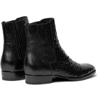 SAINT LAURENT - Wyatt Python and Leather Chelsea Boots - Black